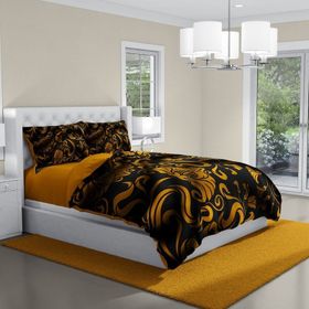 Monohome 40178 Gold Leaves 3D Pamuk Saten Çift Kişilik 200x220 cm Nevresim Takımı