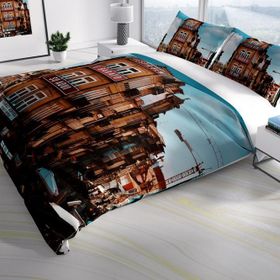 Monohome Apartman 3D Pamuk Saten Çift Kişilik 200x220 cm Nevresim Takımı