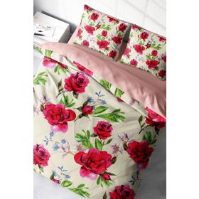 Monohome Aquarelle Rose Naturel Renkli Çift Kişilik 200x220 cm Nevresim Takımı
