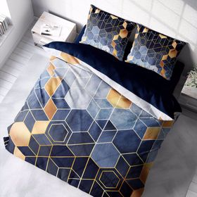 Monohome Arty Blue 3D Pamuk Saten Çift Kişilik Nevresim Takımı