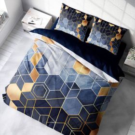 Monohome Arty Blue 3D Pamuk Saten Çift Kişilik Nevresim Takımı