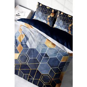 Monohome Arty Blue 3D Pamuk Saten Çift Kişilik Nevresim Takımı