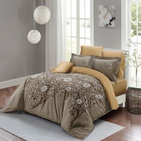 Monohome Autumn Brown 3d Pamuk Saten Çift Kişilik Nevresim Takımı