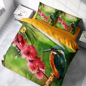 Monohome Bahar Günü 3D Pamuk Saten Renkli Çift Kişilik 200x220 cm Nevresim Takımı
