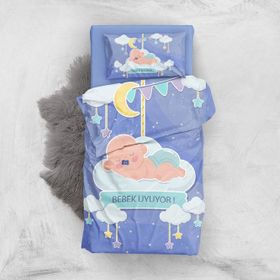 Monohome Bebek Uyuyor 3D Pamuk Saten Renkli Bebek 100x150 cm Nevresim Takımı