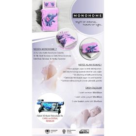 Monohome Bebek Uyuyor 3D Pamuk Saten Renkli Bebek 100x150 cm Nevresim Takımı