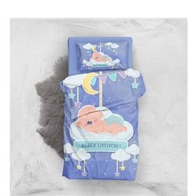 Monohome Bebek Uyuyor 3D Pamuk Saten Renkli Bebek 100x150 cm Nevresim Takımı