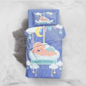 Monohome Bebek Uyuyor 3D Pamuk Saten Renkli Bebek 100x150 cm Nevresim Takımı