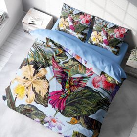 Monohome Bird Tropik 3D Pamuk Saten Çift Kişilik 200x220 cm Nevresim Takımı