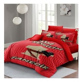 Monohome Bitanecik Sevgilim 200x220 cm Kırmızı Beyaz Sevgililer Günü Çift Kişilik Pamuk Saten Nevresim Takımı