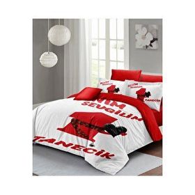 Monohome Bitanecik Sevgilim 200x220 cm Kırmızı Beyaz Sevgililer Günü Çift Kişilik Pamuk Saten Nevresim Takımı