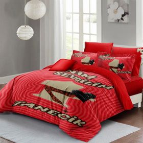 Monohome Bitanecik Sevgilim 200x220 cm Kırmızı Beyaz Sevgililer Günü Çift Kişilik Pamuk Saten Nevresim Takımı
