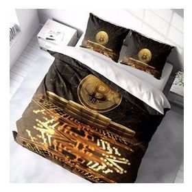 Monohome Bitcoin 2 3D Pamuk Saten Çift Kişilik King Size Nevresim Takımı