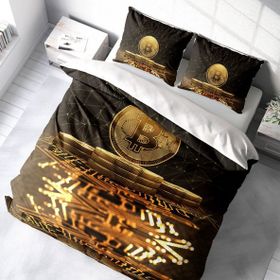 Monohome Bitcoin 2 3D Pamuk Saten Çift Kişilik King Size Nevresim Takımı