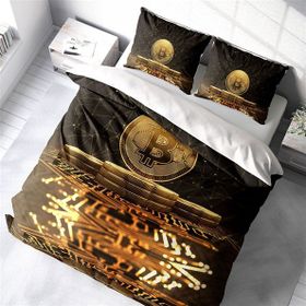 Monohome Bitcoin 2 3D Pamuk Saten Çift Kişilik King Size Nevresim Takımı