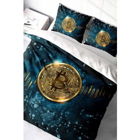 Monohome Bitcoin 3D Pamuk Saten Çift Kişilik Nevresim Takımı