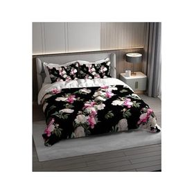Monohome Black Flower 3D Pamuk Saten Çift Kişilik Nevresim Takımı