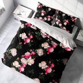 Monohome Black Flower 3D Pamuk Saten Çift Kişilik Nevresim Takımı