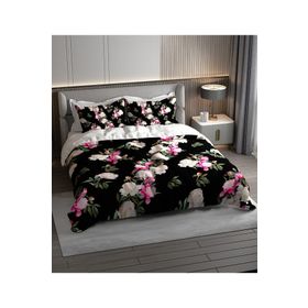 Monohome Black Flower 3D Pamuk Saten Çift Kişilik Nevresim Takımı