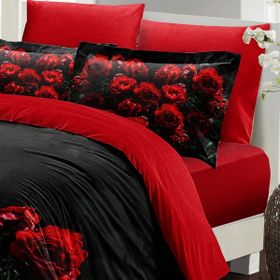 Monohome Black Rose 200x220 cm Beyaz Sevgililer Günü Çift Kişilik Pamuk Saten Nevresim Takımı