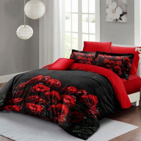 Monohome Black Rose 200x220 cm Beyaz Sevgililer Günü Çift Kişilik Pamuk Saten Nevresim Takımı