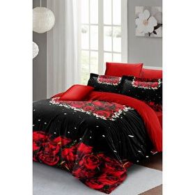 Monohome Black Rose 3D Pamuk Saten %100 Pamuk Çift Kişilik Nevresim Takımı