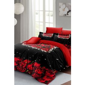 Monohome Black Rose 3D Pamuk Saten %100 Pamuk Çift Kişilik Nevresim Takımı