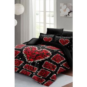 Monohome Black Roses 3D Pamuk Saten %100 Pamuk Çift Kişilik Nevresim Takımı