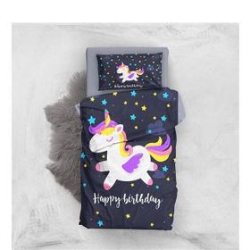 Monohome Black Unicorn 3D Pamuk Saten Renkli Bebek 100x150 cm Nevresim Takımı