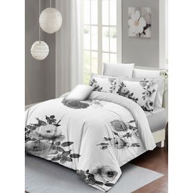 Monohome Black White Flower 3D Pamuk Saten Çift Kişilik Nevresim Takım