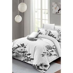 Monohome Black White Flower 3d Pamuk Saten Çift Kişilik Nevresim Takımı