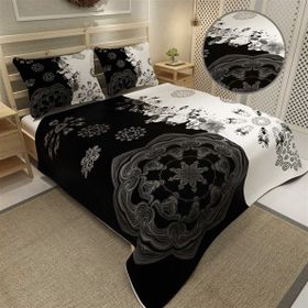 Monohome Black&White Jakar Dokuma Pamuklu 3d Dijital Baskı Pike Takımı