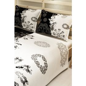 Monohome Black&White Jakar Dokuma Pamuklu 3d Dijital Baskı Pike Takımı