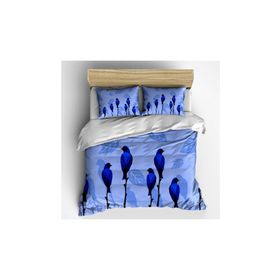 Monohome Blue Bird 3D Pamuk Saten Çift Kişilik 200x220 cm Nevresim Takımı