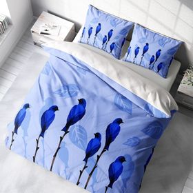 Monohome Blue Bird 3D Pamuk Saten Çift Kişilik 200x220 cm Nevresim Takımı