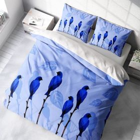 Monohome Blue Bird 3D Pamuk Saten Çift Kişilik 200x220 cm Nevresim Takımı