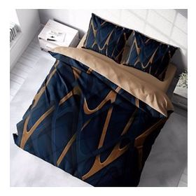 Monohome Blue Brown 3D Pamuk Saten Çift Kişilik Nevresim Takım