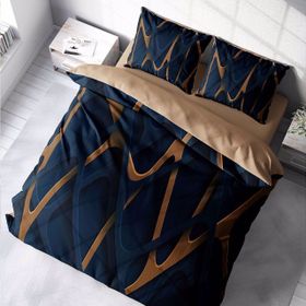Monohome Blue Brown 3D Pamuk Saten Çift Kişilik Nevresim Takım