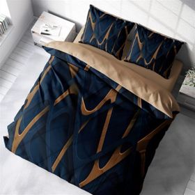 Monohome Blue Brown 3D Pamuk Saten Çift Kişilik Nevresim Takım