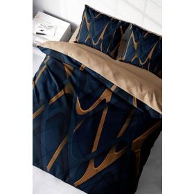 Monohome Blue Brown 3D Pamuk Saten Çift Kişilik Nevresim Takım
