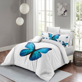 Monohome Blue Butterfly 3D Pamuk Saten Çift Kişilik Nevresim Takımı