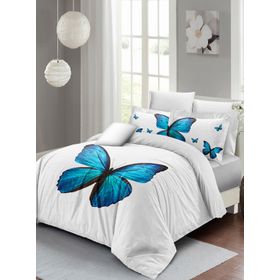 Monohome Blue Butterfly 3D Pamuk Saten Çift Kişilik Nevresim Takımı
