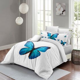 Monohome Blue Butterfly 3D Pamuk Saten Çift Kişilik Nevresim Takımı