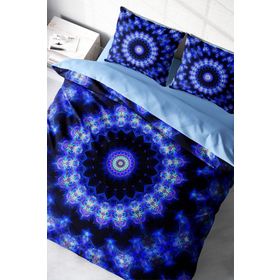 Monohome Blue Damask 3D Pamuk Saten Renkli Çift Kişilik 200x220 cm Nevresim Takımı