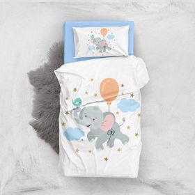 Monohome Blue Elephant 3D Pamuk Saten Bebek Nevresim Takım