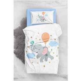 Monohome Blue Elephant 3D Pamuk Saten Bebek Nevresim Takım