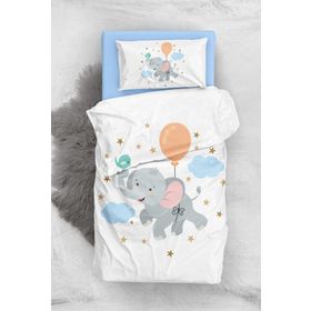 Monohome Blue Elephant 3d Pamuk Saten Bebek Nevresim Takımı