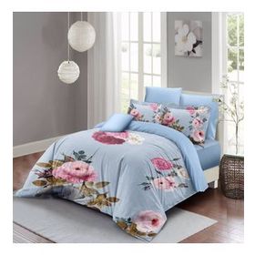 Monohome Blue Flower 3D Pamuk Saten Çift Kişilik Nevresim Takımı