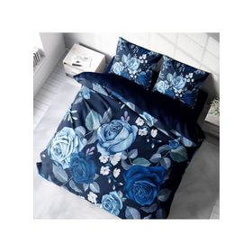 Monohome Blue Flower 3D Pamuk Saten Çift Kişilik Nevresim Takımı
