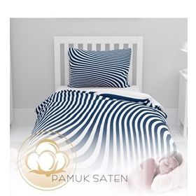 Monohome Blue Line 3D Pamuk Saten Çift Kişilik 200x220 cm Nevresim Takımı